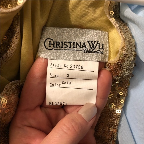 Gold Sequin Christina Wu Dress - Picture 3 of 4